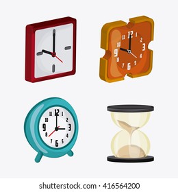 clock design. white background. time concept, vector illustration