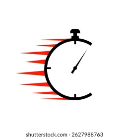  A clock designed to convey the concept of speed or fast delivery.