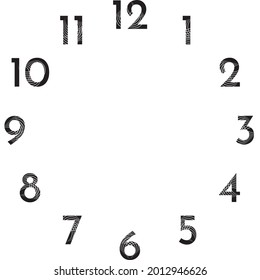 clock dial art deco carrousell black white numbers on transparent background designer cut