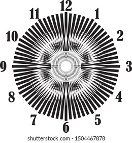 clock dial black big numbers rectangle signs pointing negative space for seconds on transparent background