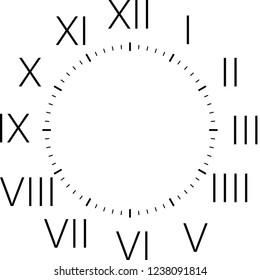 clock dial black rectangle signs with rounded corners roman vertical numbers on transparent background