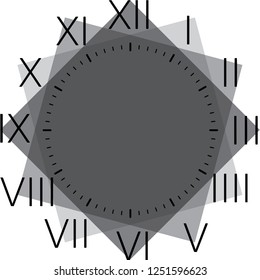 clock dial black roman vertical numbers on diamond rectangles clock oriented