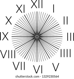 clock dial black roman vertical numbers seconds ray dial on transparent background
