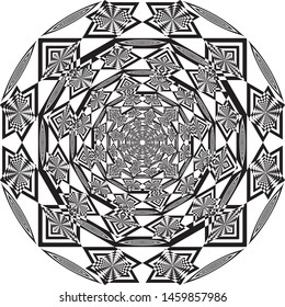 Clock dial circular honeycomb arabesque satelite  inspired strukture abstract cut art deco illustration on transparent background