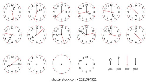 Clock or dial face with all twelve full times on isolated white background.
Hour, Minute and Second pointer single for own positioning.