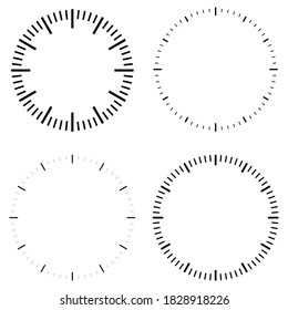 Clock dial face vector illustrations set on white background