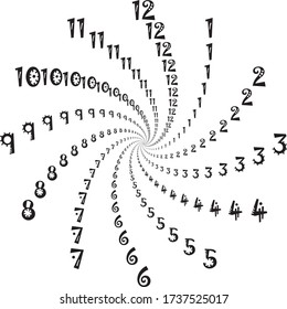 clock dial interesting numbers for the hours swirlingon transparent background designer cut