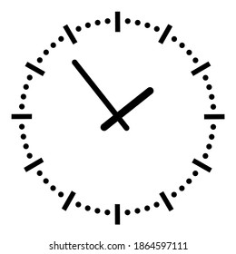 Clock dial isolated on white background. Sign of the times. Vector illustration.