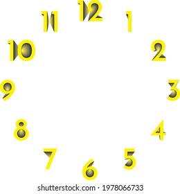 clock dial yellow and black on transparent background designer cut