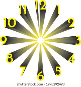 clock dial yellow and black on transparent background designer cut