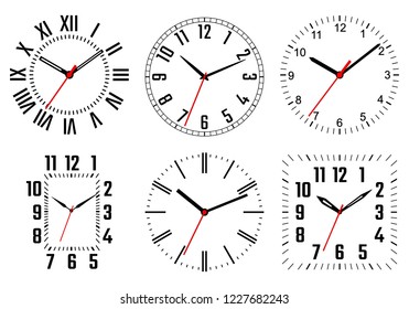 Clock Dials Set Vector Illustration Hour Stock Vector (royalty Free 