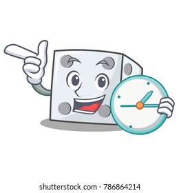 With clock dice character cartoon style