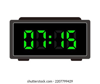 Clock with digital display. Vector illustration of a clock face.