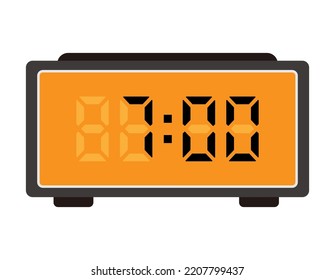 Clock with digital display. Vector illustration of a clock face.