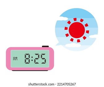 Clock with digital display. Vector illustration of a clock face.