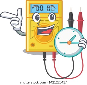 With clock digital multimeter isolated with the character