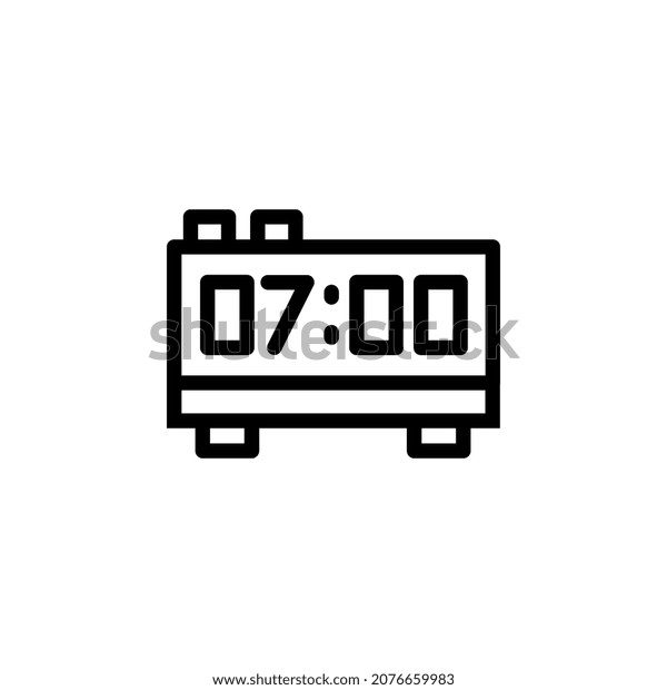 Clock Digital With
Outline Icon Vector