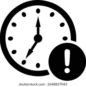 Clock Discipline Time Icon – Silhouette Vector Symbol of Punctuality
