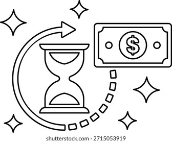 Un reloj con un billete de un dólar encima. El reloj muestra la hora como 3:00