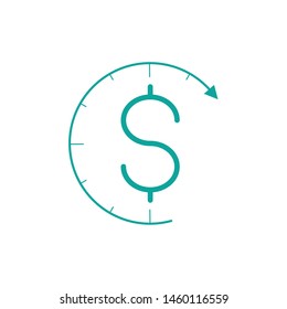 clock with dollar icon symbol. clock with dollar element. Vector illustration isolated on white background.