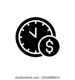 Clock and Dollar Sign Icon Symbolizing Effective Time and Financial Resource Management