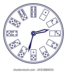 Clock with domino game elements