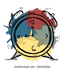clock doodle with grunge style