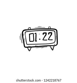 clock doodle icon vector 