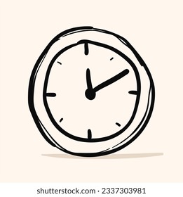 clock doodle icon vector with background cream