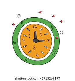 Clock doodle icon with white background vector stock illustration
