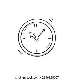 Clock doodle. Clock time hand drawn sketch style icon. Time measurement doodle drawn concept. Vector illustration