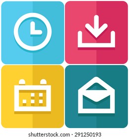 Clock, download, calendar, mail vector icon