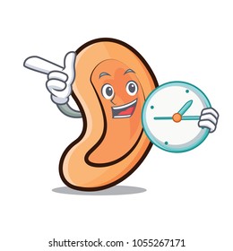 With clock Ear character cartoon style