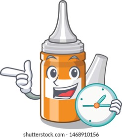 With clock ear drops in the cartoon shape