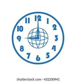 Clock with earth globe, vector icon