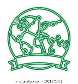 clock with earth planet globe with banner