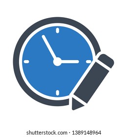 clock edit glyph double color icon