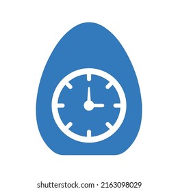 Clock, egg icon. Blue color design.
