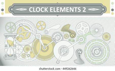 Clock elements 2. Vector illustration.