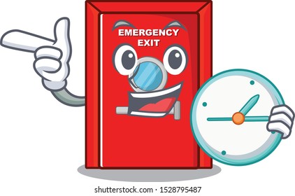 With clock emergency exit door isolated the cartoon