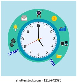 Clock equipment display business time process concept , vector icon