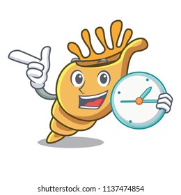 With clock exotic shell character cartoon