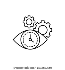 Reloj, ojo, icono de engranaje. Línea simple, esquema vectorial elementos de administración de tiempo para ui y ux, sitio web o aplicación móvil