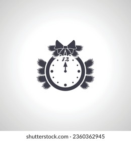 Clock face 12 o'clock icon. happy new year isolated icon on white background