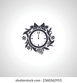 Clock face 12 o'clock icon. happy new year isolated icon on white background