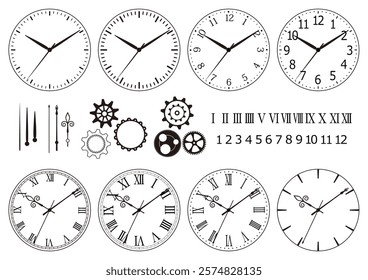 Clock face 8 types parts Clock hands on the dial can be moved Gears