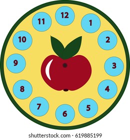 clock face blank, apple, colorful