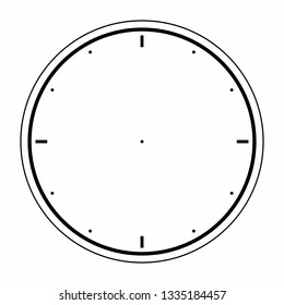 Clock face is blank, dial for hour and time, watch vector