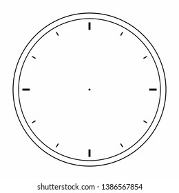 Clock face is blank, dial for hour and time, watch vector