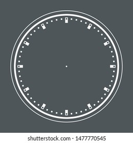 Clock face is blank, dial for hour and time, watch vector